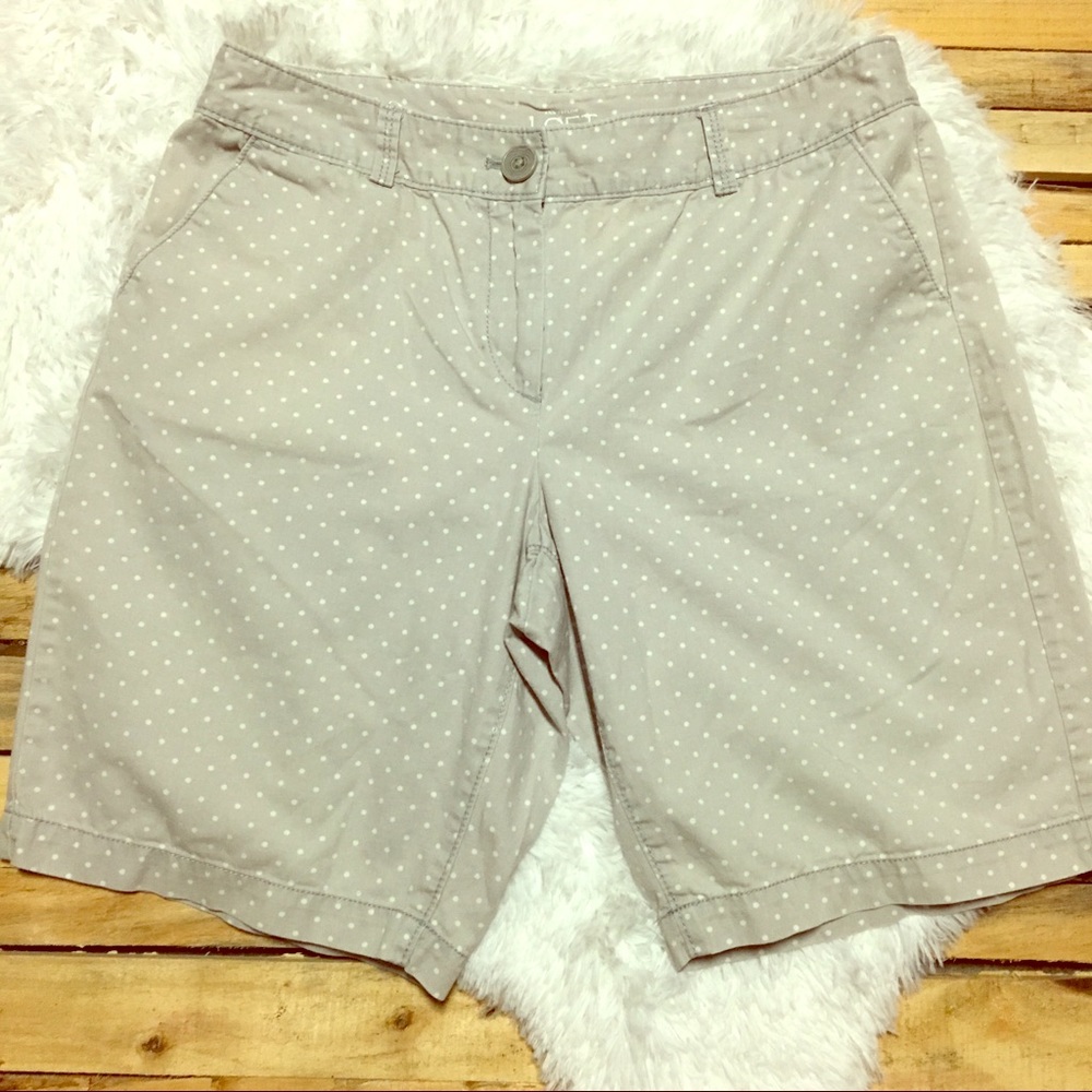 Loft Gray with White Polka Dots Bermuda Shorts